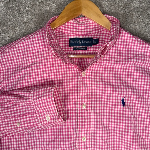 Ralph Lauren Other - Ralph Lauren Men's L Classic Fit Pink Gingham Button Down Shirt Long Sleeve